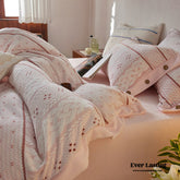 Cottage Braided Button Velvet Bedding Set - Pink